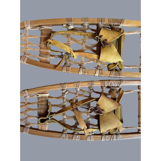 Tan Mid 20th Century Vermont Tubbs Rawhide Leather Snowshoes Wall Decor For Sale - Image 8 of 10