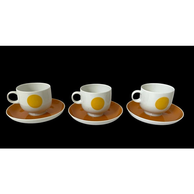 Vintage Mid-Century Modern Rosenthal Studio Line Wolf Karnagel Punktal Gelber Design 6 Cups and Saucers For Sale In San Francisco - Image 6 of 11