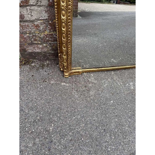 Large Antique English Arched Gilt Overmantle Mirror, 19th Century For Sale - Image 3 of 8