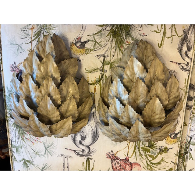 VTG Pair Italian Tole Metal Leaf Leaves Wall Light Sconces Newly Wired 3 of 3 For Sale - Image 10 of 11