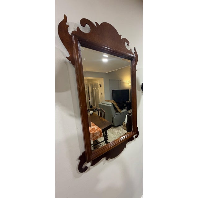 Mid-Century Modern Vintage Chippendale Style Mahogany Wall Mirror For Sale - Image 3 of 10