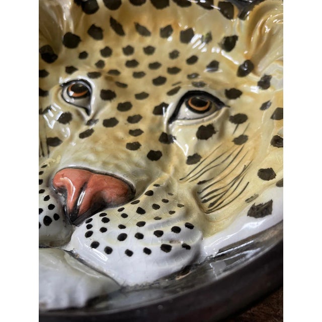 Vintage Leopard Ceramic Relief Bowl For Sale - Image 4 of 8