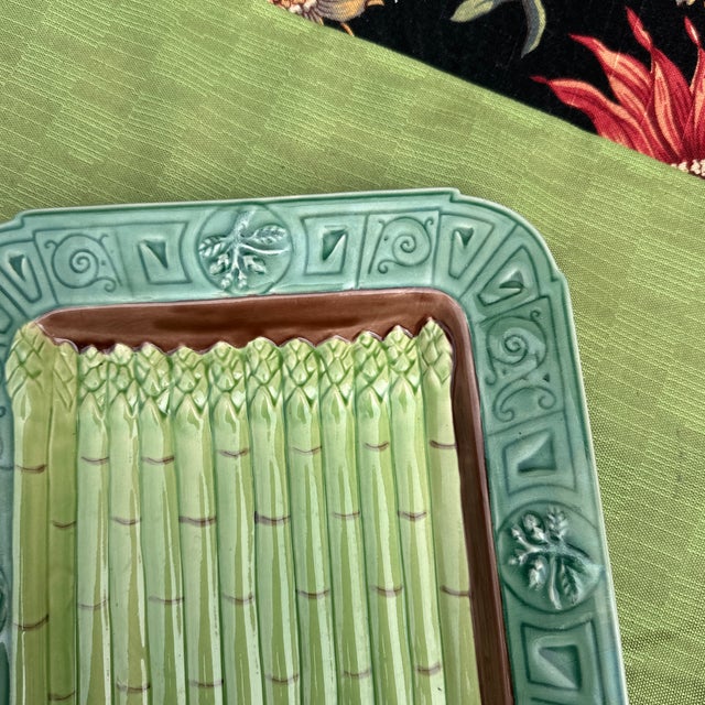 1970s Hand Painted Stoneware Asparagus Tray For Sale - Image 4 of 10