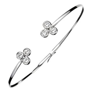 Late 20th Century 14K White Gold Diamond Bangle Bracelet Estate For Sale