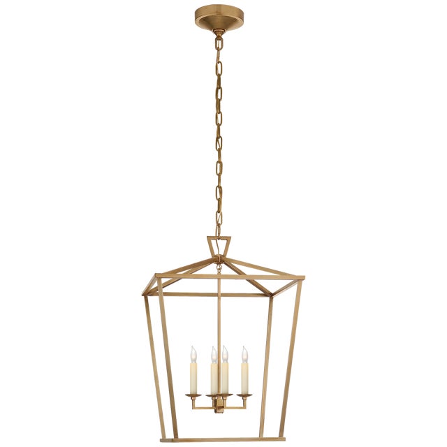 Darlana Medium Lantern in Antique- Burnished Brass Designer: Chapman & Myers Canopy: 6" Round Mounting: Chain Shade...