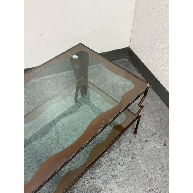 Rustic Circa 1997 Gregory Hawthorne Steel Coffee Table, Signed For Sale - Image 3 of 12