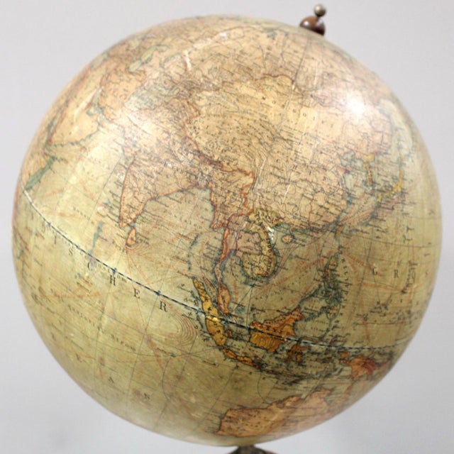 Terrestrial Globe with World Map and Compass from Dietrich Reimers, Berlin, 1912 For Sale - Image 3 of 15