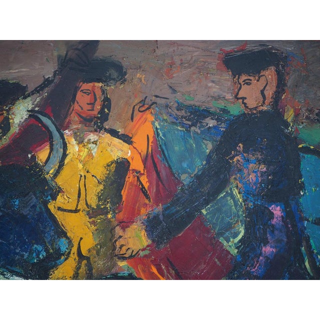 Pierre Ambrogiani, The Arrival of the Bull, Signed Oil on Canvas For Sale - Image 7 of 18