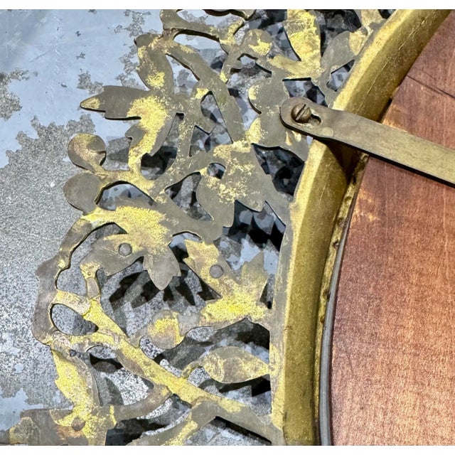 Superb 27” Pierced Bronze Beveled Sunburst Style Antique Victorian Wall Mirror For Sale In West Palm - Image 6 of 12