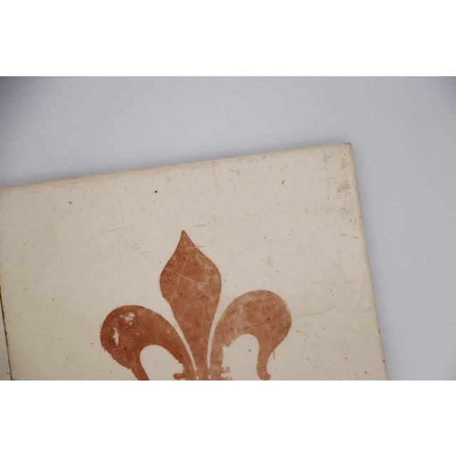 Ceramic 1900s Fleur De Lis Antique Set of Two Large Tiles, Portuguese For Sale - Image 7 of 12