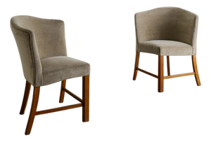 Mid-Century Danish Wooden & Velvet Armchairs, 1940s, Set of 2