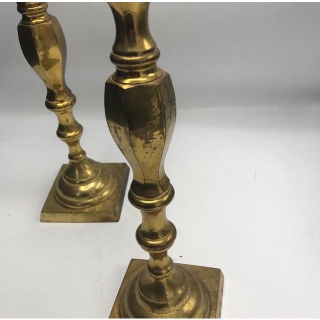 Hollywood Regency Mid-20th Century Hollywood Regency Sculptural Brass Candlesticks, 15" – Pair For Sale - Image 3 of 7
