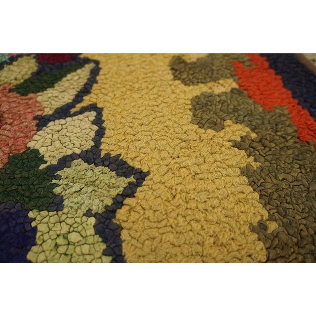 Outstanding Multi Color With Lovely Floral Design Antique American Hooked Rug For Sale - Image 9 of 11