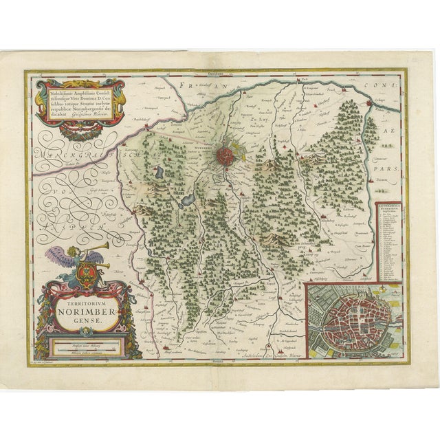 Antique Map Centered on Nuremberg For Sale