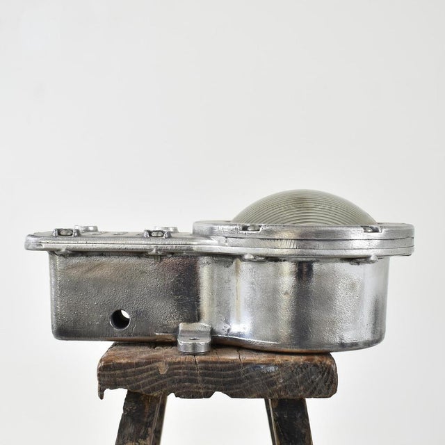 Original Polished Holophane Bulkhead Light, 1940s For Sale - Image 3 of 5