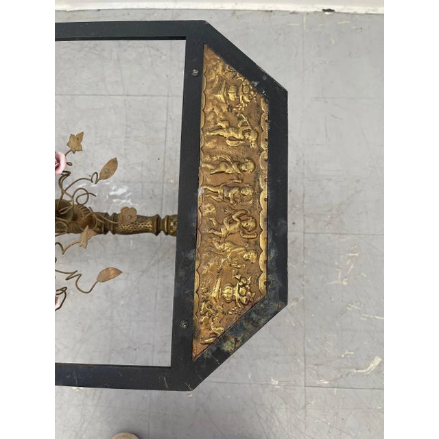 1970s Vintage Wrought Iron Side Table With Ornate Detailing and Glass Top. For Sale - Image 9 of 10