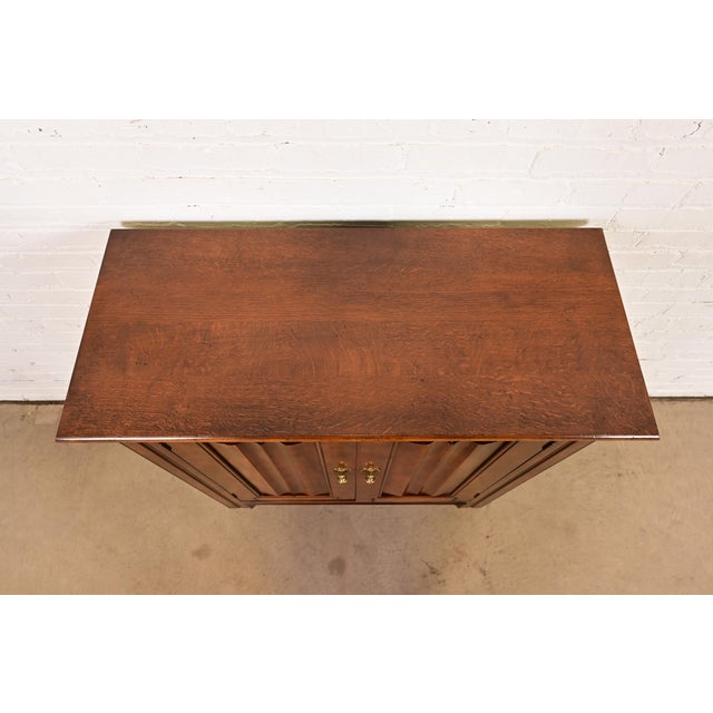 Baker Furniture French Louis Philippe Carved Walnut Flip-Top Server or Bar Cabinet For Sale - Image 9 of 12