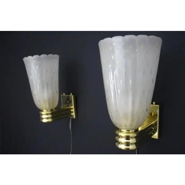 Murano Pulegoso Golden Flakes Glass Sconces in the style of Barovier, 1990s, Set of 2 For Sale - Image 11 of 13