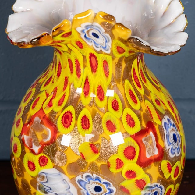 Vintage Italian Hand Blown Millefiori Glass Vase, Murano, 1990s For Sale - Image 6 of 9