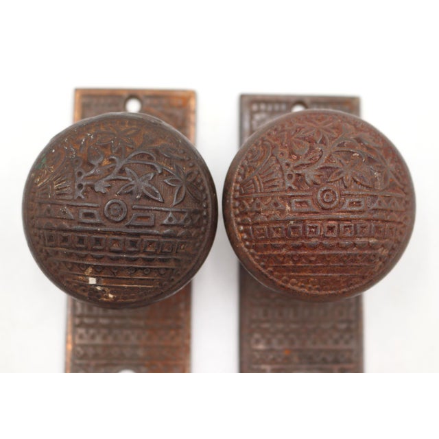 1880s Vernacular Trenton Cast Iron Passage Door Knob Set For Sale - Image 4 of 8