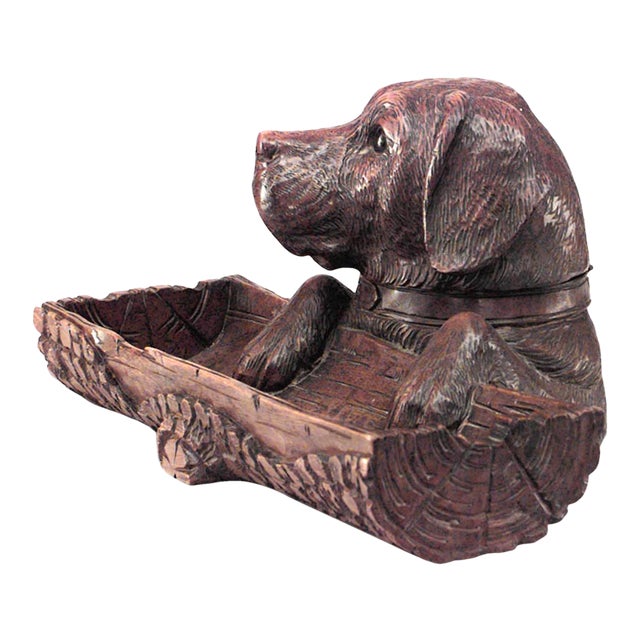 Rustic Black Forest Walnut Carved Dog Pen Holder Chairish