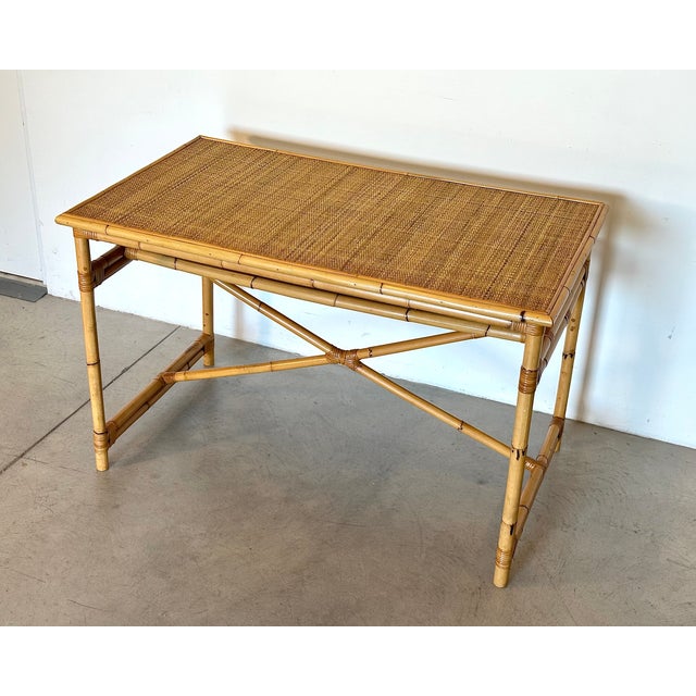 Vintage Wicker and Bamboo Desk, 1970s For Sale - Image 12 of 13