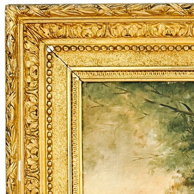 1900 - 1909 Antique 20th Century French Barbizon Style Original Oil Painting on Canvas, Signed For Sale - Image 5 of 10