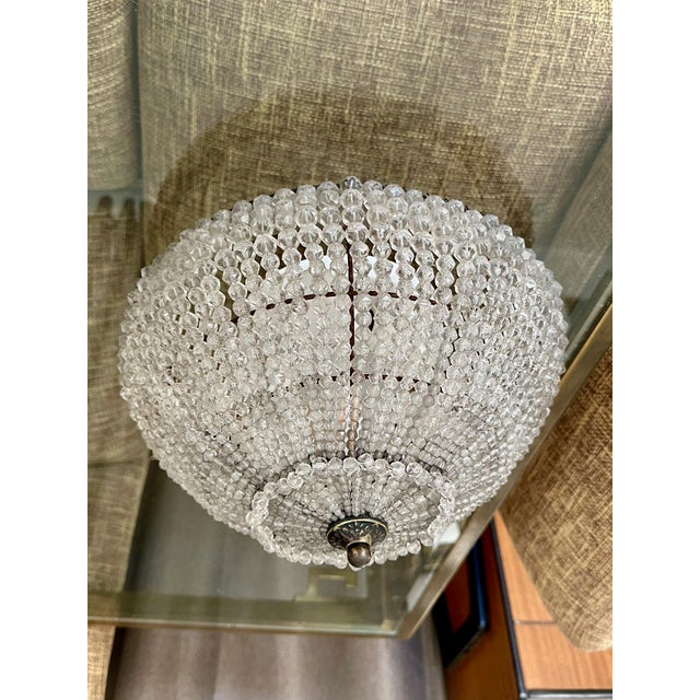 1960s Italian Beaded Glass Dome Basket Flush Mount For Sale - Image 5 of 13