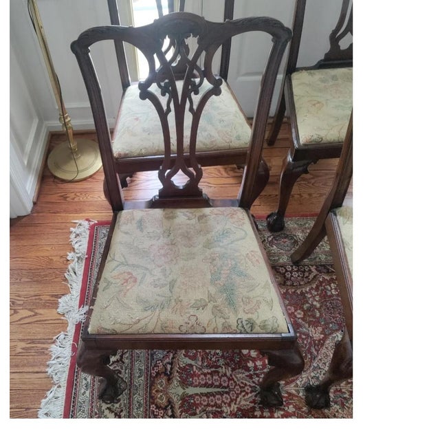 English 1880 Chippendale Mahogany Dining Side Chairs From Calvin Coolidge & Herbert Hoover Cabinet Member Admiral Jerald Wright - 2 Chairs For Sale - Image 3 of 4