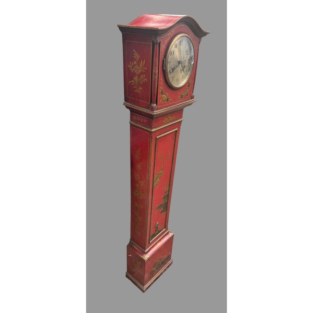 Charming antique English diminutive grandmother / longcase clock, dating to approximately the 1920s. The unusually petite...