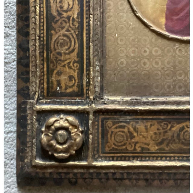 17th Century 16th/17th C. Italian Old Master Antique Oil on Ornate Wood Panel Religious Icon For Sale - Image 5 of 10