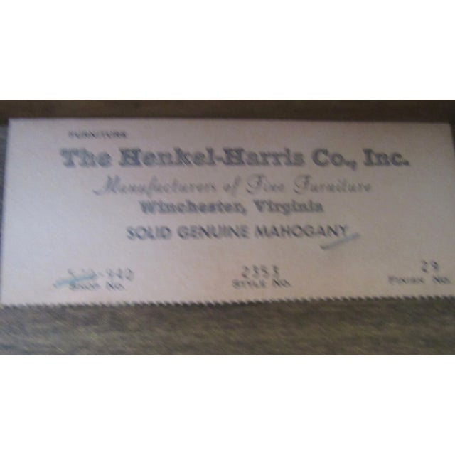 1980s Henkel Harris Jamestown Colony Mahogany Server Secret Compartment For Sale - Image 11 of 11