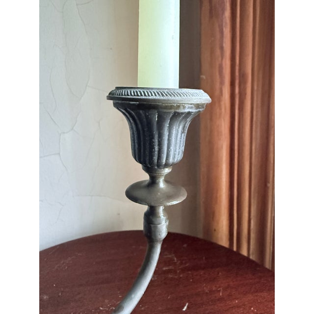 Early 20th Century Asymtetrical Pewter Candlestick Holder For Sale - Image 4 of 13