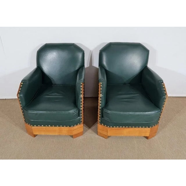 Set of Art Deco Armchairs in Solid Cherry, Early 20th Century For Sale - Image 4 of 18