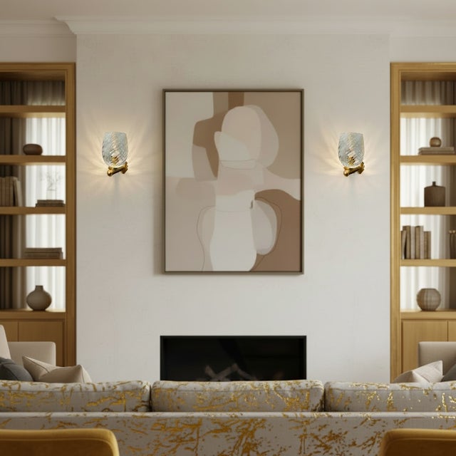 Murano Glass and Brass Sconces, 1960s, Set of 2 For Sale - Image 3 of 9