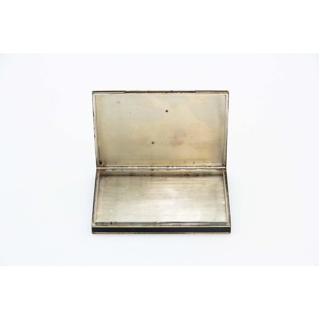Enamel-Covered Silver Cigarette Case with Fish on the Lid For Sale - Image 3 of 4