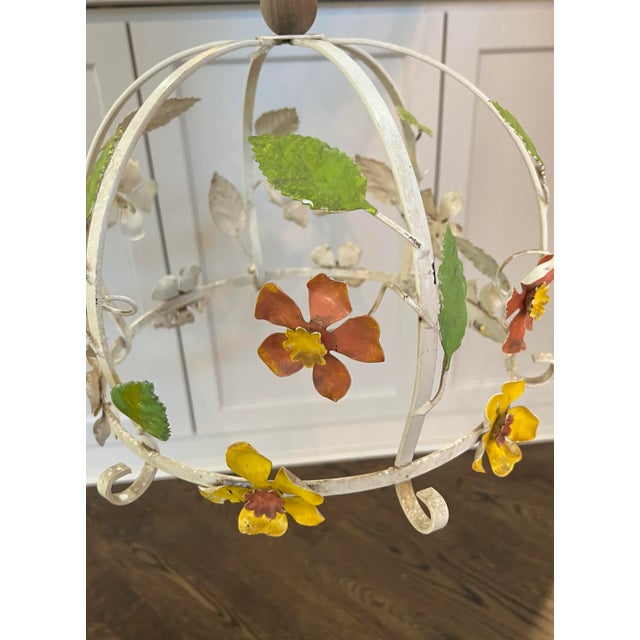 Metal 1970s Vintage Italian Tole Metal Floral Utensils/ Light Hanging Ornament For Sale - Image 7 of 12