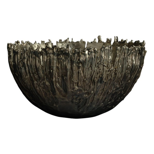 Large Gravity Bowl in Patinated Cast Bronze by William Guillon For Sale