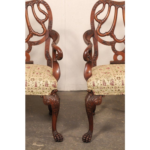 Pair of Ornate Early 20th C. English Armchairs For Sale - Image 10 of 13
