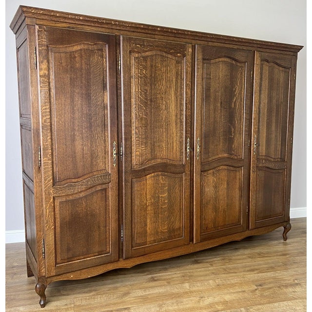 Vintage French Louis XVI Style Wardrobe in Oak For Sale - Image 4 of 10