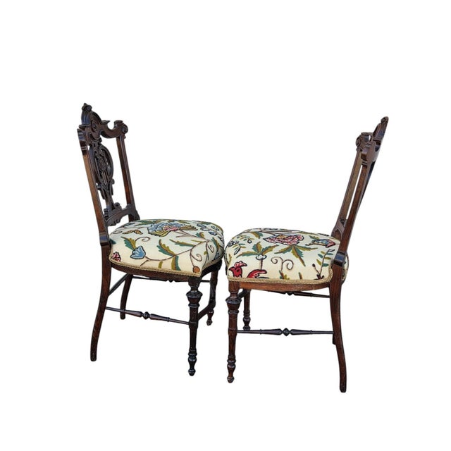 Pair of 19th Century Rosewood Princess Chairs Heavily Carved Detail Rosewood. For Sale - Image 4 of 8