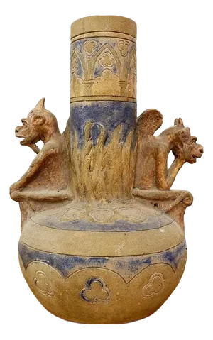 Early 20th Century Neolithic Style Terracotta Devil Gargoyle Vase