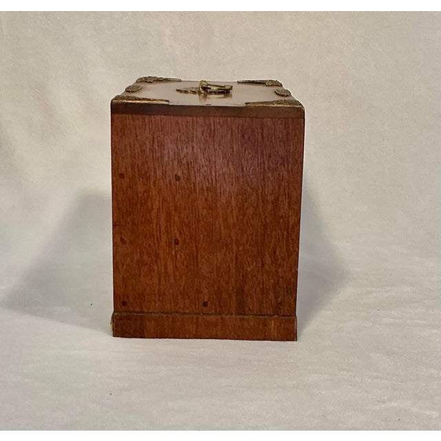 Vintage Japanese Wood Tansu Jewelry Chest With Brass Hardware, Circa 50s For Sale - Image 4 of 12