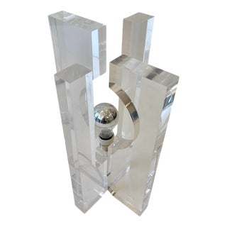 Acrylic Glass Table Lamp attributed to Sandro Petti for Maison Jansen, Italy, 1970s For Sale
