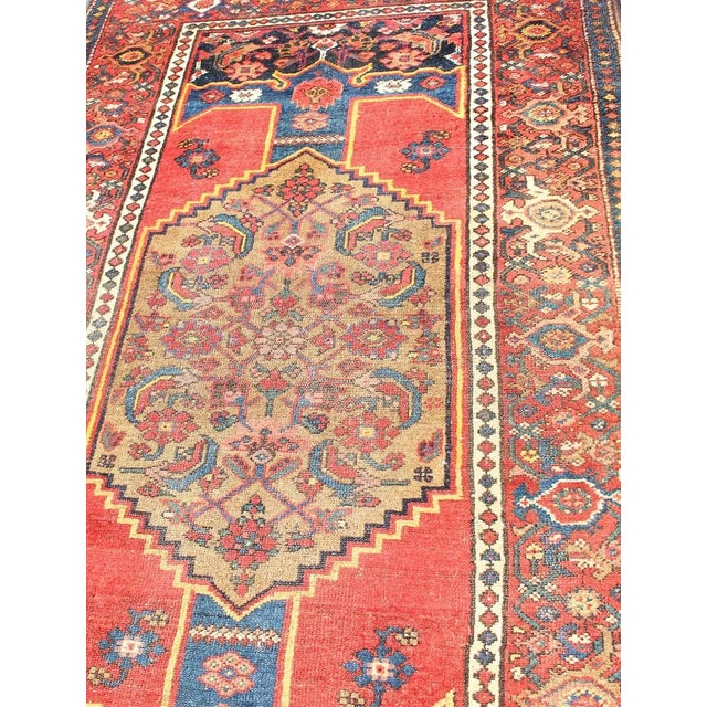 Tribal Antique N. W. Persian Rug With Medallion and Rich Red and Blue Tones 3'6 X 6'5 For Sale - Image 3 of 12
