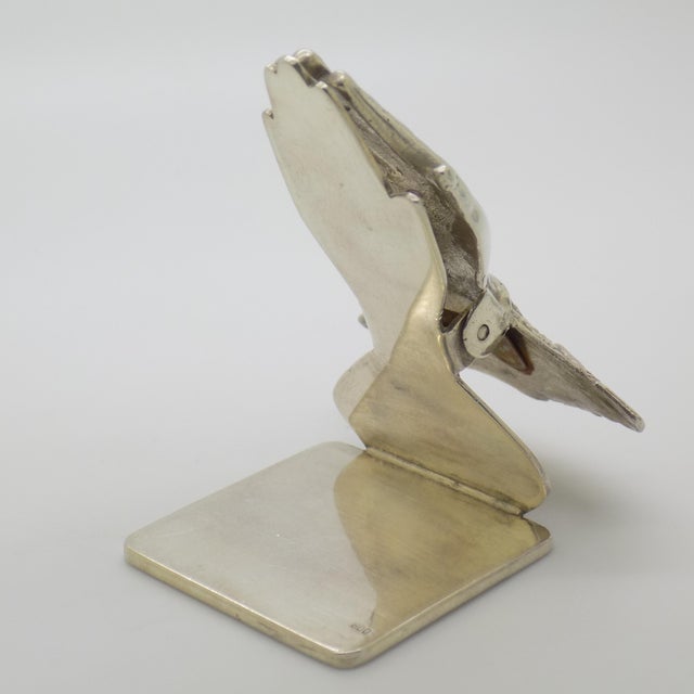 Vintage Italian Handmade Florentine Silver 800 Hand-Shaped Memo Holder Desk Clip, 1970s For Sale - Image 9 of 15