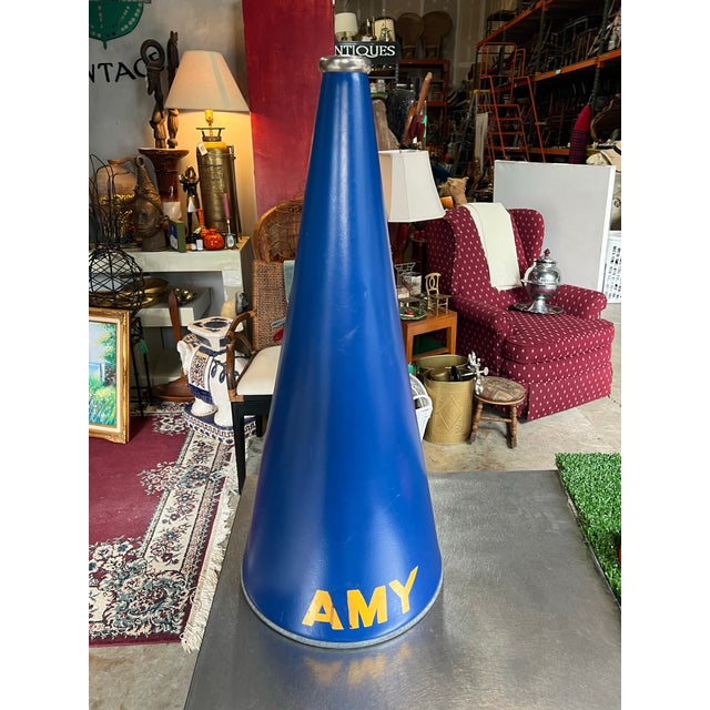 Up for your consideration is this Large cheerleading deep blue vintage megaphone. Add some character in your design with...