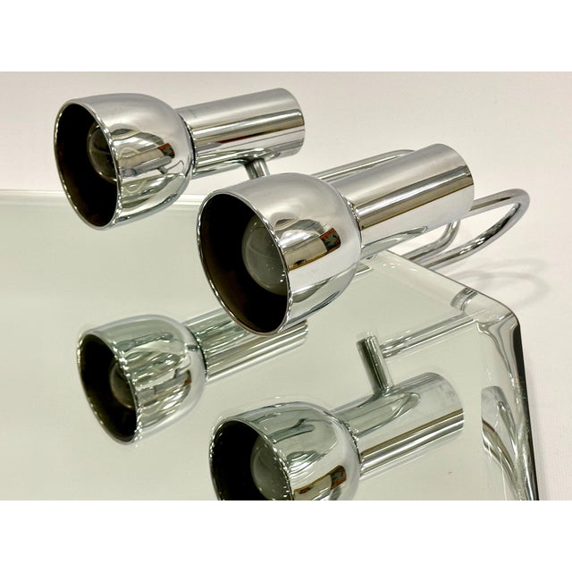 Bauhaus Style Bathroom Mirror with Chromed Lamps, 1970s For Sale - Image 4 of 11