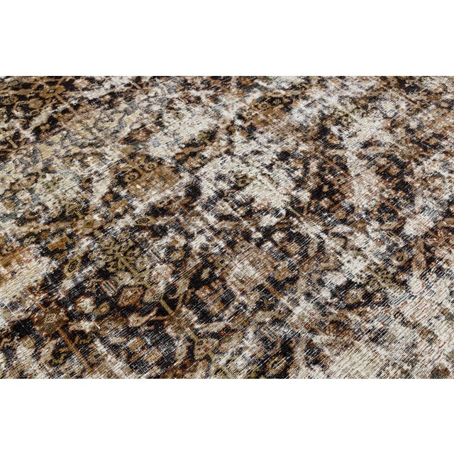 Antique Mahal Rug With Exquisite Distressed Wabi-Sabi Patina For Sale - Image 10 of 11
