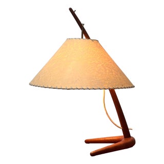 Mid-Century Modern Teak Dornstab Table Lamp by A. Pöll for Kalmar, Vienna, 1950s For Sale